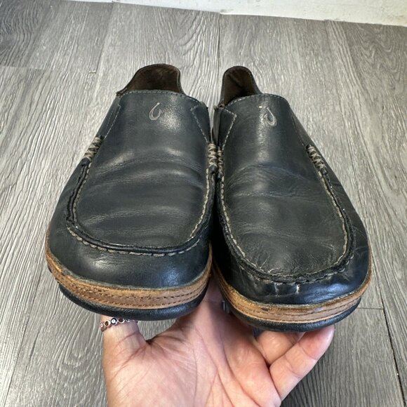 Olukai Moloa Men’s Size 9 Slip On Leather Casual Comfort Shoes Black main image 9